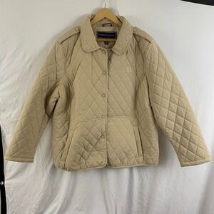 Tommy Hilfiger Quilted Jacket Womens XXL Beige Diamond Quilt Coat